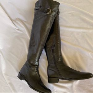 Italian softest leather over knee black boots Size 9.5